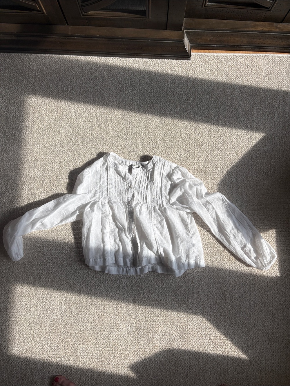 American Eagle Outfitters White Pintuck Peasant Top